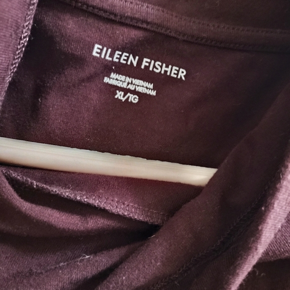 EILEEN FISHER Burgundy Wine Stretch Organic Cotton Bowl Top XL - Picture 3 of 4